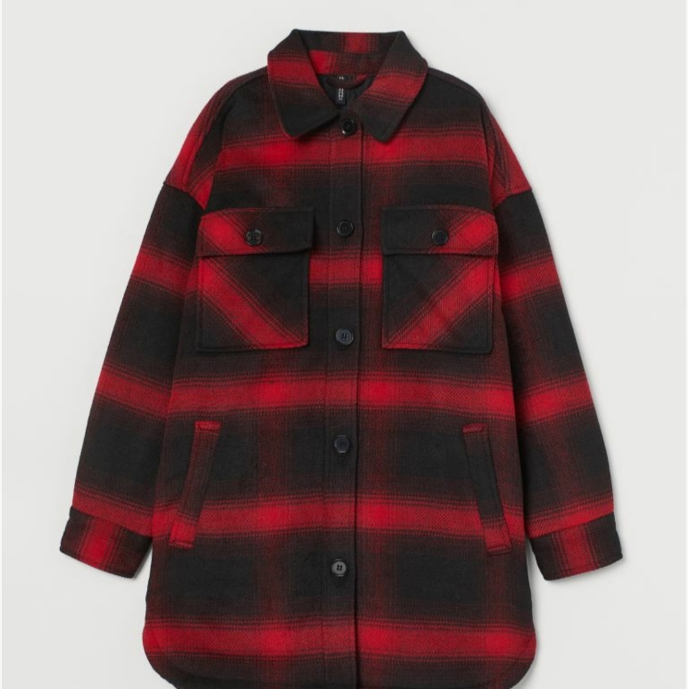 H&M red plaid shacket